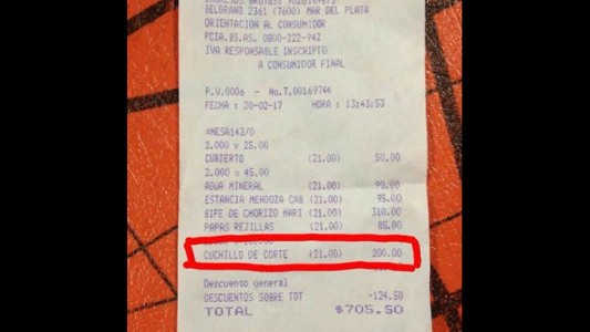 Quisieron cobrarle $200 por pedir “un cuchillo que corte” en una parrilla
