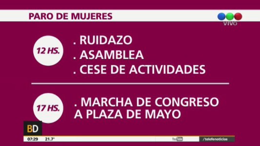 #ParoDeMujeres Se prevé ruidazo y movilización a Plaza de Mayo