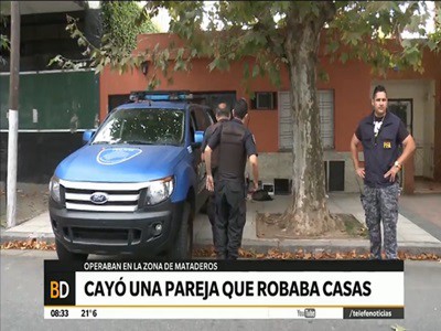 Detuvieron a una pareja que se dedicaba a robar casas