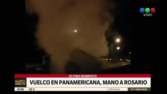 Choque, vuelco e incendio en la Panamericana