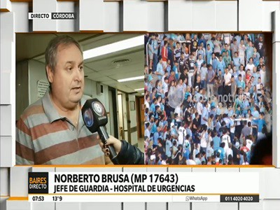 El estado de salud del hincha arrojado desde la tribuna sigue siendo "crítico"