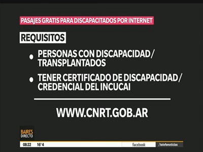 Pasajes para discapacitados, por internet