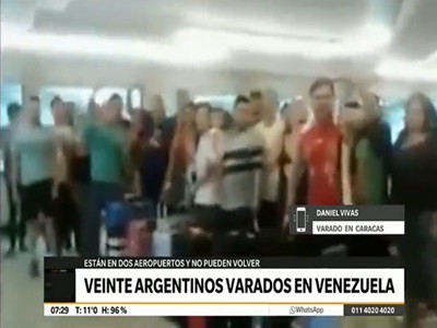 Veinte argentinos varados en Venezuela