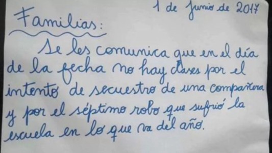 Sin clases en una escuela de Solano por una ola de robos y el intento de secuestro a una maestra