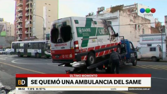 Se quemó una ambulancia del SAME