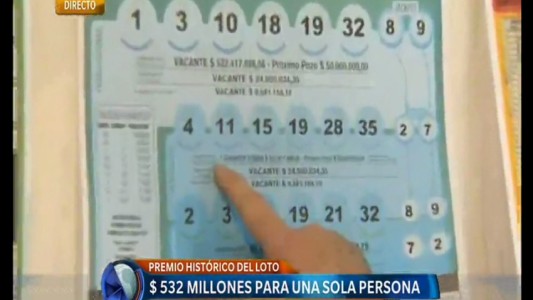 Loto histórico: ganó más de 532 millones de pesos