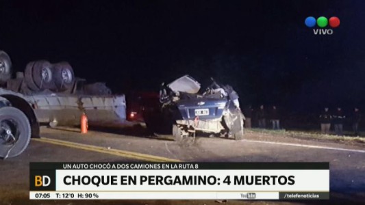Choque en la ruta 8 en Pergamino: 4 muertos