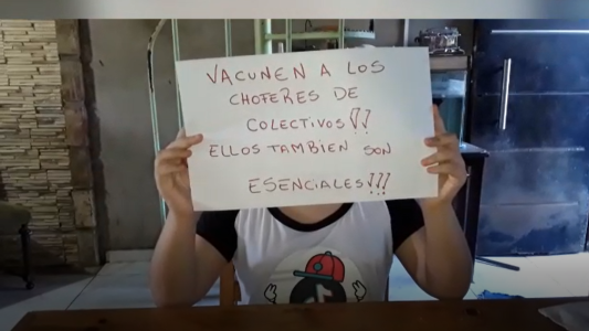 Campaña viral: familiares de choferes de colectivo reclaman prioridad de vacunación