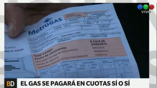 El pago en 4 cuotas de las boletas de gas es obligatorio
