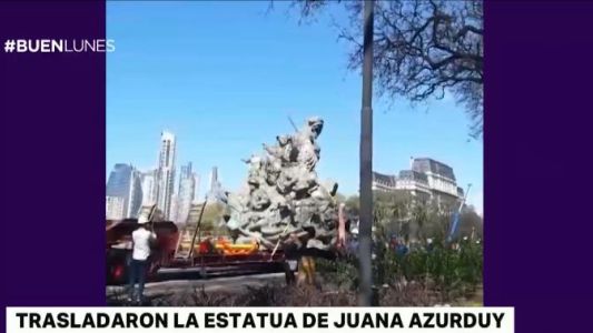 Trasladaron la estatua de Juana Azurduy