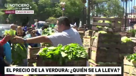 Protesta en Plaza de Mayo: regalaron 20 mil kilos de verdura