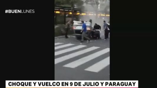 Choque y vuelco en 9 de Julio y Paraguay