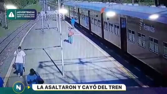 Video: así cayó Brenda del tren luego del robo