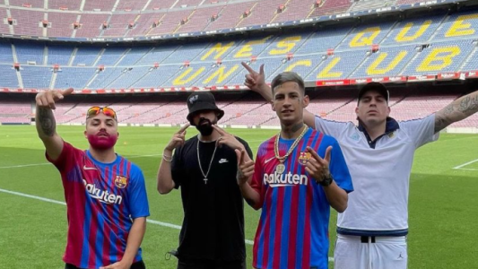 Desde el Camp Nou, L-Gante alentó a la selección argentina para el partido de esta noche