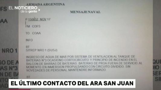 Submarino ARA San Juan: revelan el último mensaje antes de su desaparición