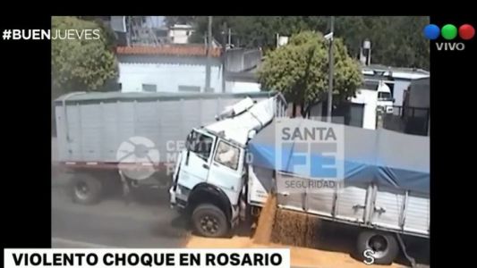 Choque de camiones en el acceso a la autopista Rosario-Córdoba