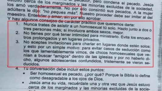 La terrible guía que repartieron en una escuela de Paraná para aprender "a tratar a los homosexuales"