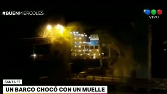 Colisionó un barco contra un muelle: rescataron a un operario del puerto de San Lorenzo
