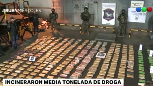 Incineraron media tonelada de droga