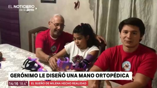 Milena ya puede usar su mano ortopédica gracias a la solidaridad de Gerónimo