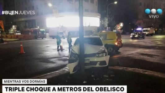 Triple choque a metros del Obelisco