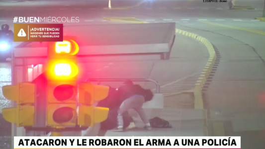 Fuerte video: atacaron a una policía y le robaron el arma