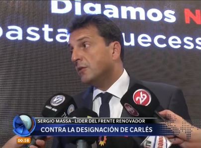 Massa, contra la designación de Carlés