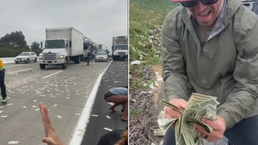 Un camión caudales perdió un millón de dólares y generó un caos en la autopista