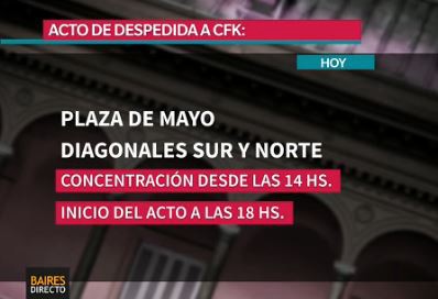 Acto de despedida a CFK: corte de calles del 9 de diciembre