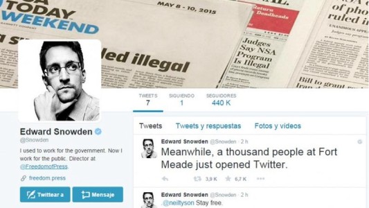 Snowden abrió una cuenta de Twitter y lanzó un provocador mensaje