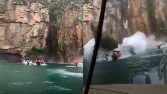Impactante: un acantilado se desprendió y aplastó varias lanchas con turistas en Brasil