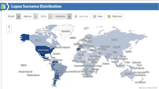 Un portal muestra la difusión por el mundo de 11 millones de apellidos