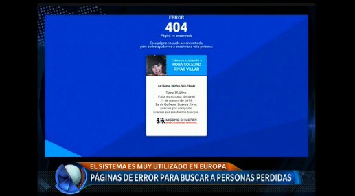 Usarán las páginas de error en internet para la búsqueda de personas extraviadas