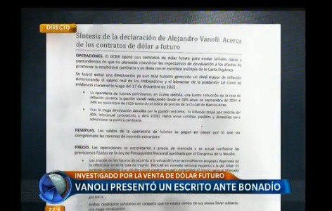 Vanoli se defendió por el dólar futuro y dijo que las operaciones se usaron para evitar devaluación