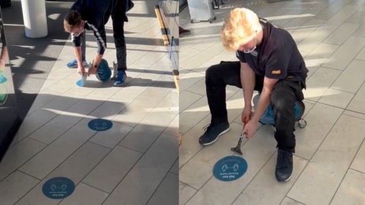 Coronavirus: el aeropuerto de Copenhague sacó los carteles de distanciamiento social