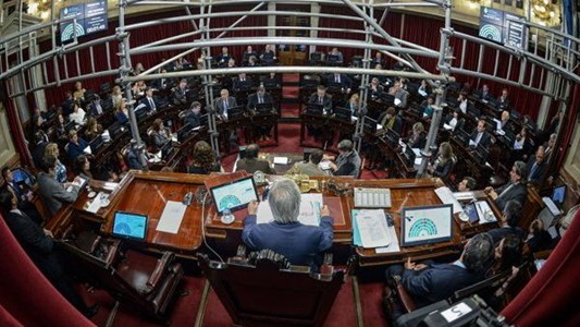 El Senado sesiona con un andamio encima de las bancas