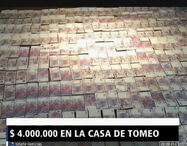 Hallaron 4 millones de pesos en la casa de Tomeo