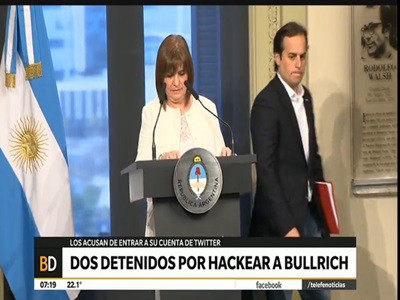 Detuvieron a dos personas por hackear las cuentas de Patricia Bullrich