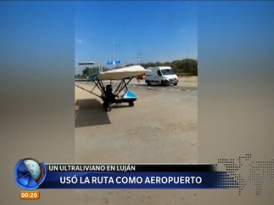 Decolaje frustrado de un ultraliviano en plena ruta 6