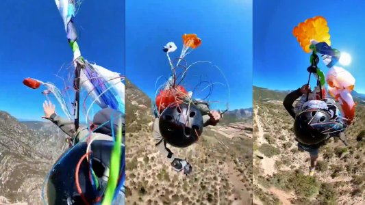 Por un segundo: paracaidista se enredó y se salvó de milagro - #FlashChat