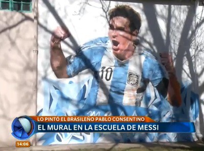 El mural en la escuela de Messi