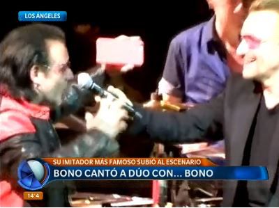 Bono cantó a dúo con su imitador