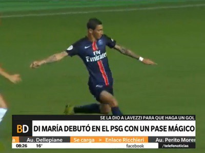 El debut de Di María con una asistencia mágica a Lavezzi
