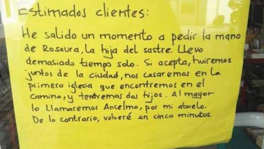 El mejor aviso de "vuelvo en cinco minutos" de la historia