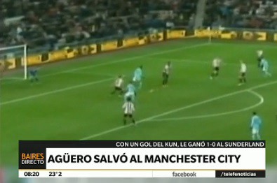 Premier League:  Manchester City le ganó a Sunderland con un gol de Agüero