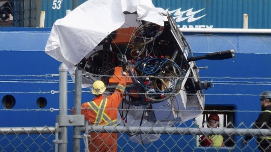 Así se ven los restos del submarino Titán recuperados del fondo del mar