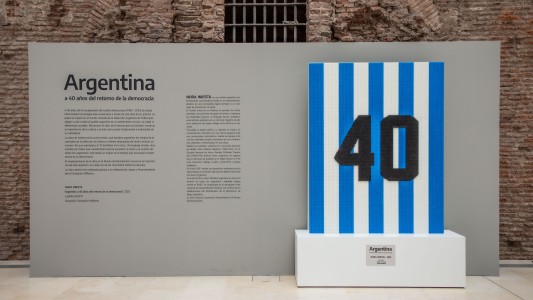 La escultura hecha con Rasti e inspirada en la Selección Argentina que homenajea la democracia