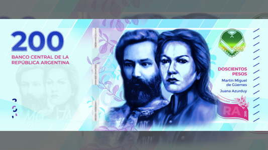 El Banco Central presentó oficialmente el billete de $200 con la figura del Gral. Güemes y Juana Azurduy