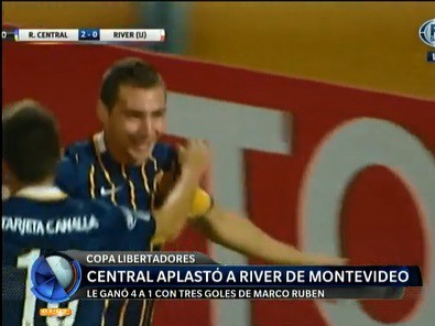 Con tres goles de Marco Ruben Central goleó por la Libertadores