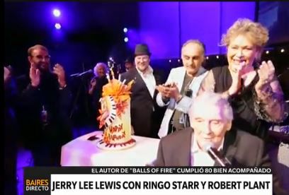 Jerry Lee Lewis con Ringo Starr y Robert Plant